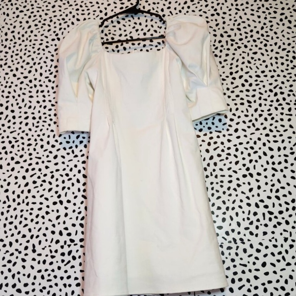 Zara White Puff Sleeve Dress
